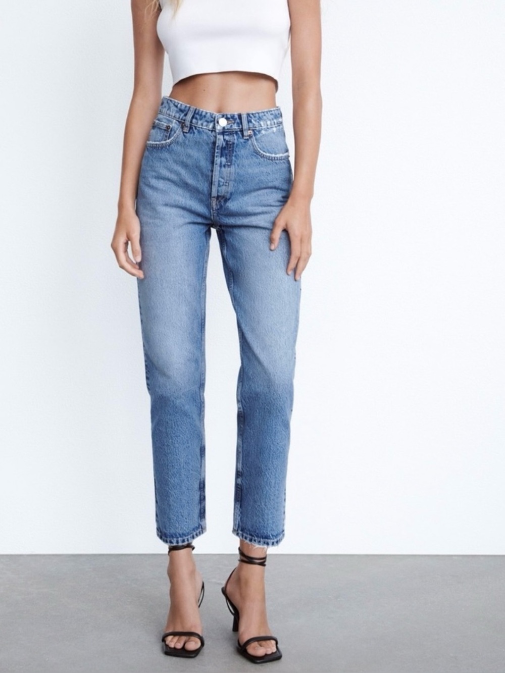 Zara Straight Leg High Rise Jeans